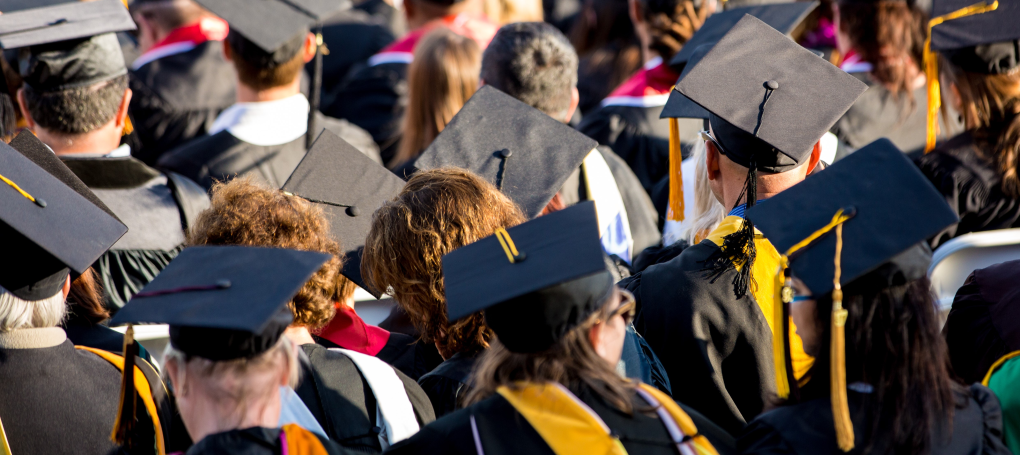 Students at commencement ceremony